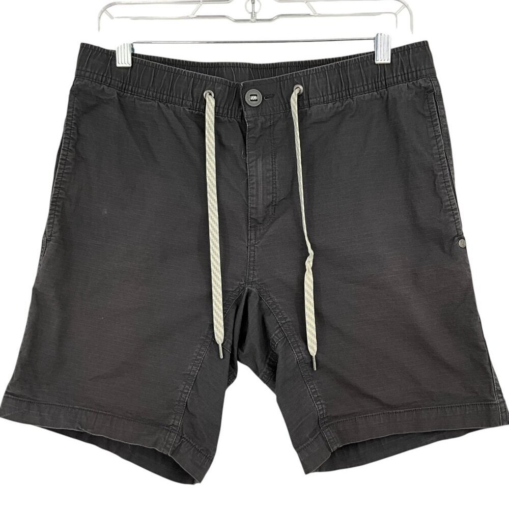Vuori Ripstop Shorts Charcoal Gray Size M Drawstring Zip Pocket Cargo Hike